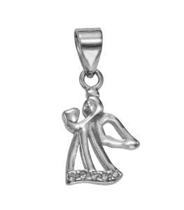 Srebrny Rodowany Aniołek z Cyrkoniami !