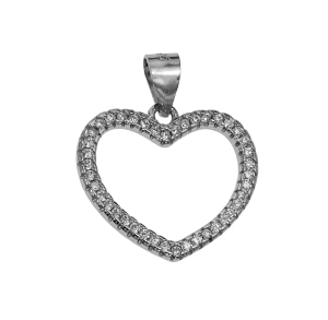 Srebrne Rodowane Serce z Cyrkoniami !