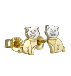 Piękne Złote Kolczyki Cudne Kotki  - pr. 585 !!!