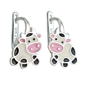 Piękne Srebrne Kolczyki Krówki Ręcznie Malowane na Angliku !!!