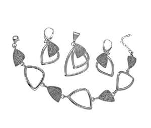 Srebrny  Oksydowany Komplet Fantazyjny Wzór !