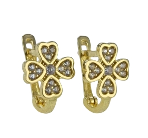 Złote Kolczyki Koniczynki z Cyrkoniami na Angliku - próba 585