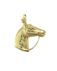 Piękny Złoty Wisiorek Koń z Uzdą - Głowa Konia !!