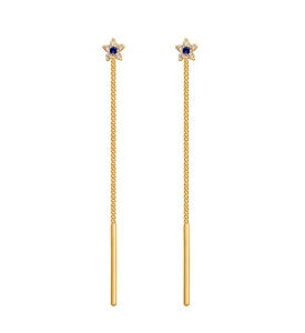 Świetne Złote Przewlekane Kolczyki Kwiatuszki z Cyrkoniami - pr. 585