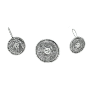 Piękny Srebrny Oksydowany Komplet z Cyrkoniami ! Jakość !