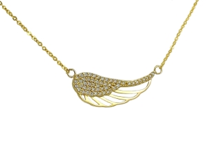  Złoty,Modny i Popularny Naszyjnik Gwiazd i Celebrytek - Skrzydło z Cyrkoniami !!!   pr.585