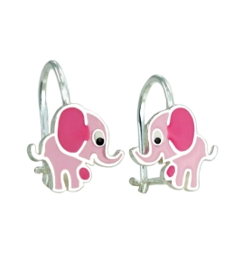 Piękne Srebrne Kolczyki Różowe Słonie,Słoniki na Biglu !!!