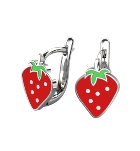 Srebrne Rodowane Kolczyki Poziomki,Truskawki na Angliku !