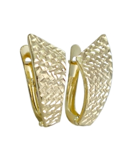 Piękne Efektowne Złote Diamentowane Kolczyki  - próba 585