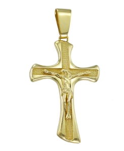Złoty Duży Krzyż z Panem Jezusem Dwustronny - Próba 585 JAKOŚĆ !!!