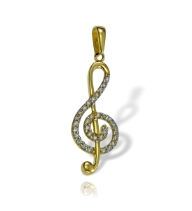  Złoty Klucz Wiolinowy z Cyrkoniami - Pr. 585