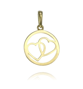 Gładki Delikatny Złoty Wisiorek Serce Dwa Serca Karma - Pr. 585