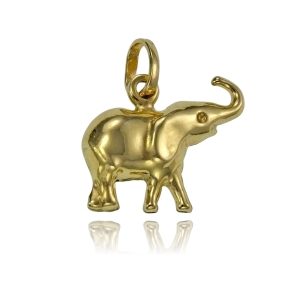 Złoty Gładki Słoń,Słonik Na Szczęście - Pr. 585