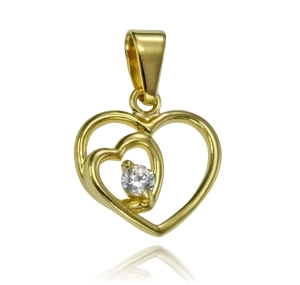 Złote Serce z Cyrkonią w Sercu - Pr. 585