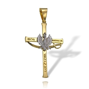 Złoty Duży Krzyż Bóg Honor Ojczyzna - Krzyż Patriotyczny - Próba 585