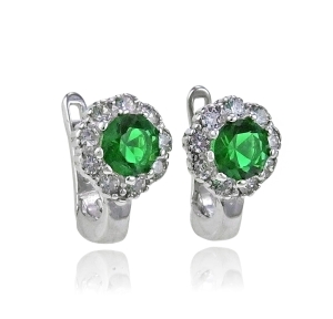 Srebrne Rodowane Kolczyki Kwiatuszki z Cyrkoniami !