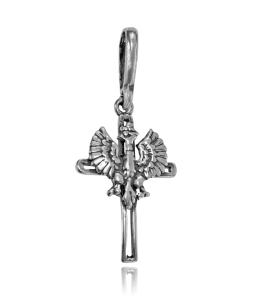 Srebrny Oksydowany Krzyż z Orłem Orzełkiem