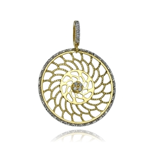 Złoty Ażurowy Diamentowany Wisiorek z Cyrkoniami - Pr. 585