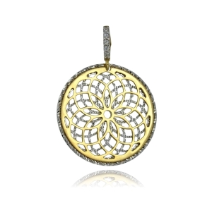 Złoty Ażurowy Diamentowany Wisiorek z Cyrkoniami - Pr. 585