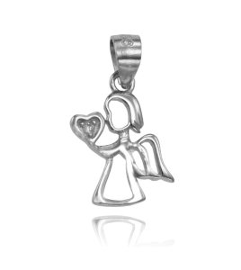 Srebrny Rodowany Aniołek z Cyrkonią