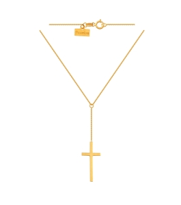 Złoty Modny Naszyjnik Celebrytka z Krzyżykiem - Próba 585