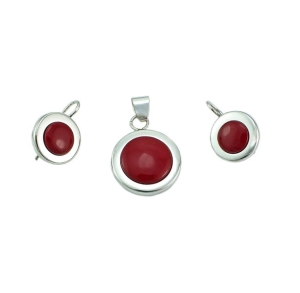 Piękny Srebrny Komplet z Jaspisem !!! Nowy Prosty Wzór !! T-1