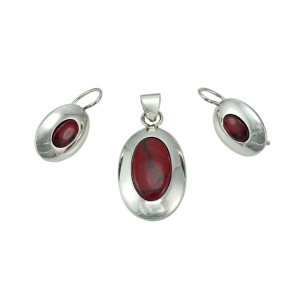 Srebrny Komplet z Jaspisem - Prosty Wzór Ręczna Robota !!!