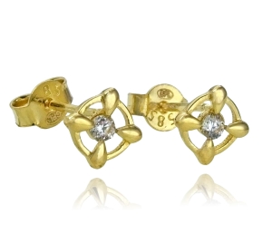 Złote Fantazyjne Kolczyki z Cyrkonią - pr. 585