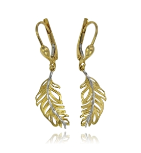 Złote Kolczyki Piórka - próba 585