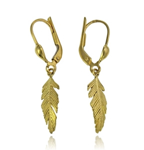 Złote Kolczyki Piórka - próba 585