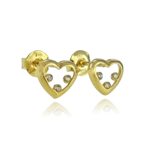 Złote Kolczyki Serduszka Serca z Cyrkoniami - pr. 585