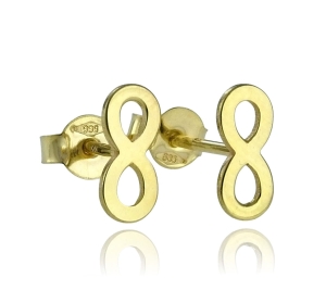 Złote Kolczyki Gładkie Nieskończoności na sztyft pr. 585