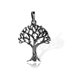  Srebrny Oksydowany Wisiorek Drzewo Drzewko