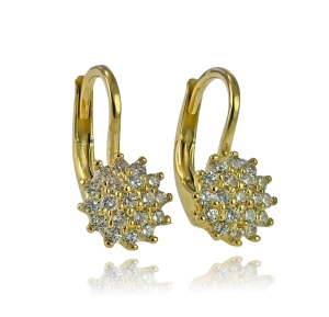 Złote Skrzące Kolczyki z Cyrkoniami na Zatrzasku - próba 585