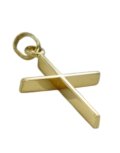 Prosty Złoty Gładki  Krzyż - Próba 585