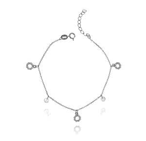 Srebrna Delikatna Rodowana Bransoletka z Cyrkoniami !