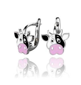 Srebrne Kolczyki Krówki Ręcznie Malowane na Angliku !