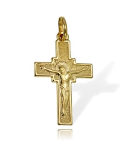 Prosty Złoty Krzyż z Jezusem Chrystusem - Próba 585