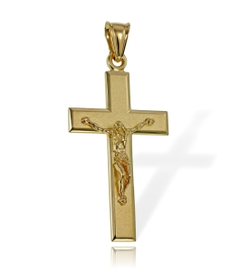 Złoty Duży Krzyż z Jezusem Chrystusem - Próba 585