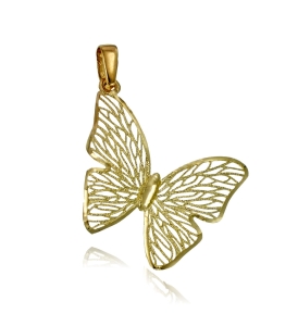 Złoty Wisiorek Efektowny Ażurowy Motyl - Próba 585