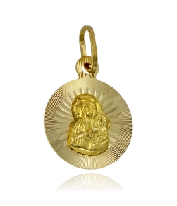 Złoty Diamentowany Medalik z Matka Boska Częstochowska - Próba 585