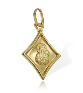 Złoty Medalik z Matka Boska Częstochowska w Rombie - Próba 585