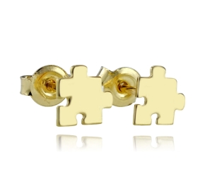 Złote Gładkie Kolczyki Puzzle  - próba 585