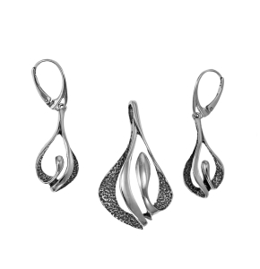 Srebrny Oksydowany Komplet Fantazyjny Wzór