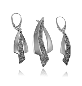 Srebrny Oksydowany Komplet Fantazyjny Wzór