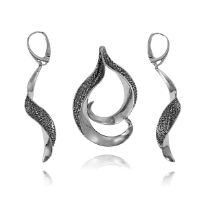 Srebrny Oksydowany Komplet Fantazyjny Wzór