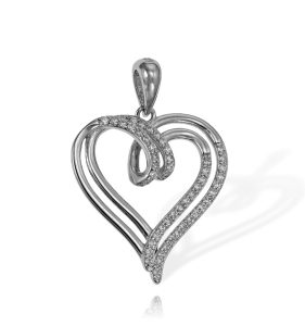 Srebrne Rodowane Serce z Cyrkoniami 