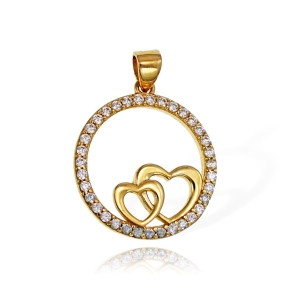 Złoty Wisiorek Serce Karma z Cyrkoniami - Pr. 585