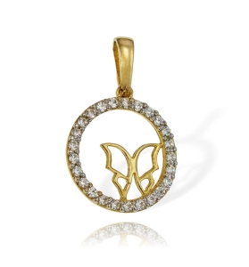 Złoty Wisiorek Motylek z Cyrkoniami - Pr. 585