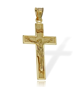 Złoty Duży Krzyż z Jezusem Chrystusem - Próba 585